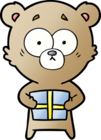 personagem de desenho animado de urso com presente png