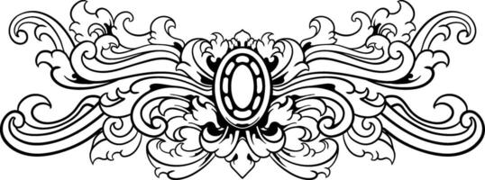 Clásico barroco victoriano marco frontera floral ornamento hoja Desplazarse grabado retro flor modelo decorativo diseño tatuaje negro y blanco vector