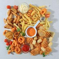 Top View Various Potato Fries photo