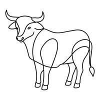 Bull Continuous line art Vector illustration