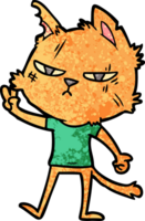 tough cartoon cat giving victory sign png