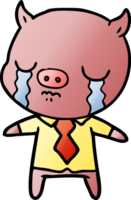 cartoon pig crying wearing shirt and tie png