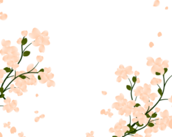 Spring flowers frame, Floral branch border. png