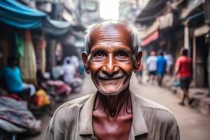 AI generated Portrait of an old Hindu man. Neural network AI generated photo