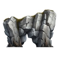 AI generated Grey rock cliff game asset stone clip art png