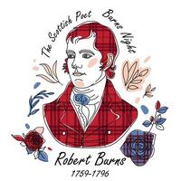 Robert Burns night icon line element. Vector illustration of Robbie Burns icon line isolated on clean white background with roses