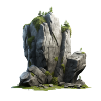 AI generated Grey rock cliff game asset stone clip art png