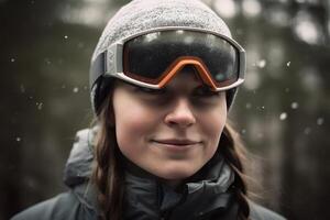 AI generated Portrait of young human in ski mask. Neural network AI generated photo
