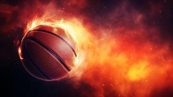 AI generated Burning Basketball Ball, Fireball Wallpaper. Neural network AI generated photo