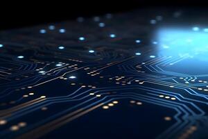 AI generated High tech electronic circuit board background. Neural network AI generated photo