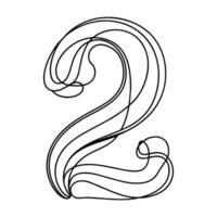 Two numeric character continuous line art drawing vector