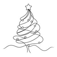 Christmas continuous line art illustration. vector