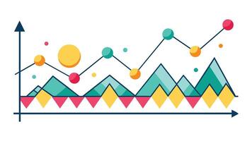 Line graph flat illustration on white background vector