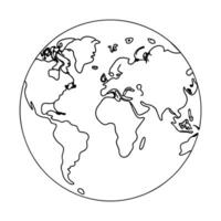 World map line art on white background vector