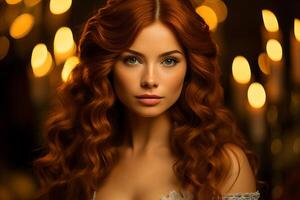 AI generated Beautiful ginger haired woman. Generative Ai photo