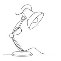 Desk lamp Continuous line art on white background vector