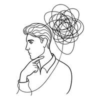 Man thinking and getting an ideas Continuous line art drawing vector