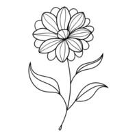 Flower with three leaves continuous line art drawing vector