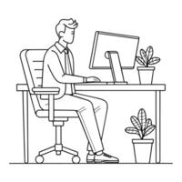 An office work Continuous line art drawing vector