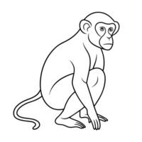 Monkey sit on the ground continuous line art drawing vector