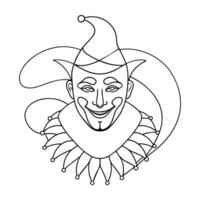 Clown continuous line art vector illustration.