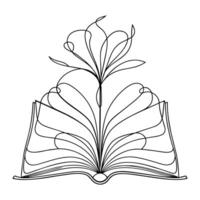 Open book line art vector on white background