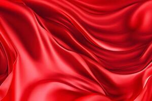 ai generado resumen lujo rojo seda tela paño o líquido ola o textura satín antecedentes. neural red ai generado foto
