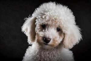 AI generated Portrait of a poodle dog on a black background. Neural network AI generated photo