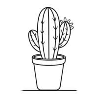 Cactus in a pot Continuous line art on white background vector