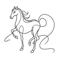 Horse Continuous line art on white background. vector