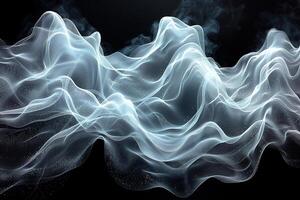AI generated Abstract representation of sound waves as ethereal tendrils of mist swirling and intertwining in midair, illustrating the ephemeral and intangible nature of auditory sensations photo