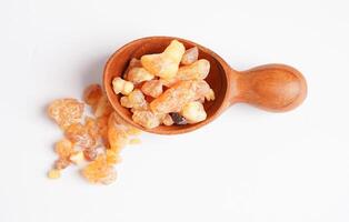 Frankincense or olibanum aromatic resin used in incense and perfumes. photo