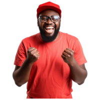 AI generated Full length laughing joyful young bearded african american man png