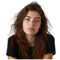 AI generated Young caucasian woman with bored expression png