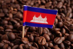 Cambodia flag on coffee beans, shopping online for export or import food product. photo