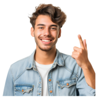 AI generated Portrait of a cheerful young man showing okay gesture png