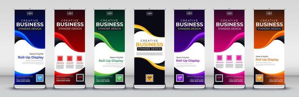 Business Roll up banner vertical template design for flyer, brochure, infographics. modern x banner and flag banner and advertising vector