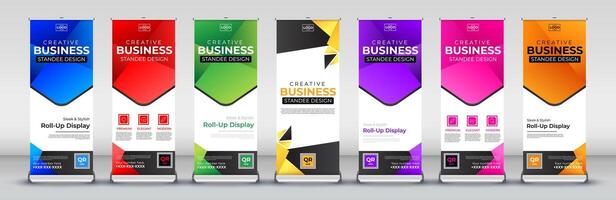 Business Roll up banner vertical template design for flyer, brochure, infographics. modern x banner and flag banner and advertising vector