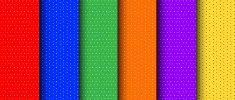 simple modern white dot pattern in red, blue, green, orange, purple and yellow with black dot horizontal and vertical seamless pattern template vector