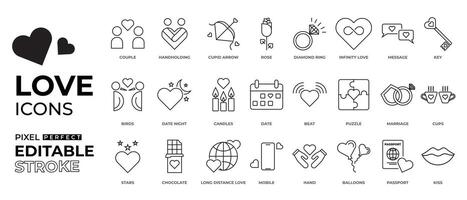 love, life, marriage, friendship care icon collection with editable icon collection vector