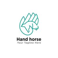 Hand horse logo design template vector