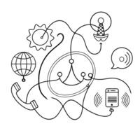 Communication Continuous line art on white background. vector