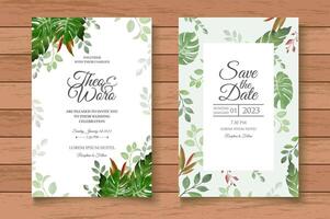 Beautiful floral wedding invitation card template vector