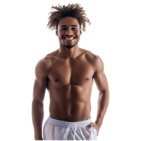 ai généré souriant Jeune américain noir homme permanent dans maillots de bain png