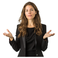 AI generated Young confident woman portrait of a confident businesswoman showing by hands png