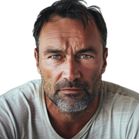 AI generated Man relaxed with serious expression on face. Simple and natural looking at the camera png