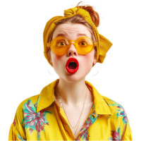 AI generated Portrait of a fashion girl going crazy in casual colorful clothes png