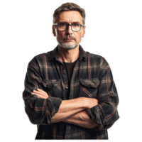 AI generated Middle-aged man in casual clothes with his arms crossed png