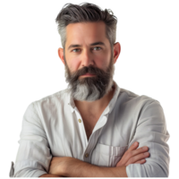 AI generated Handsome mid adult man with beard and crossed arms looking at camera png