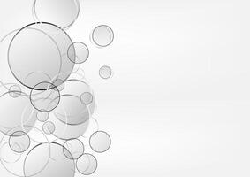 Abstract background of transparent circles on white gradient backdrop. Vector illustration.